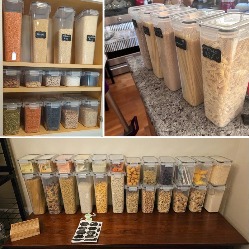 Daleah Stackable Airtight Sealed Food Storage Containers -24 Pieces, Kitchen Organization Set, Free of Bisphenol A, Used for Storage Rooms and Grain Storage