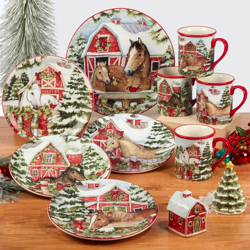 Homestead Christmas 16Pc Dinnerware Set