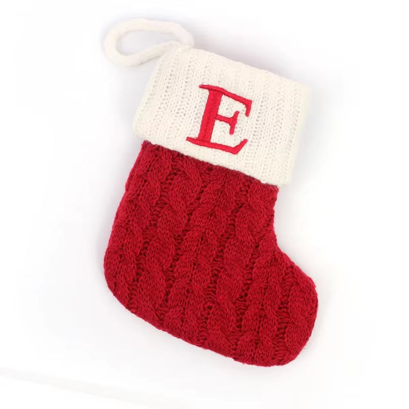 Christmas Socks Letters Christmas Knitting Stocking Tree Pendant Decorations Christmas Socks Red Snowflake