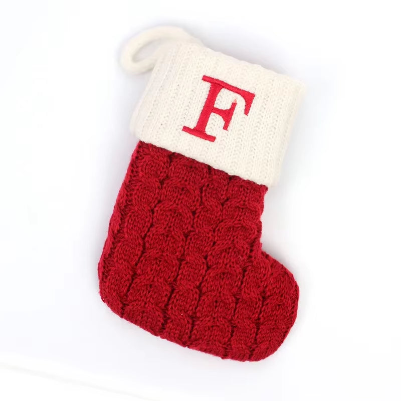 Christmas Socks Letters Christmas Knitting Stocking Tree Pendant Decorations Christmas Socks Red Snowflake