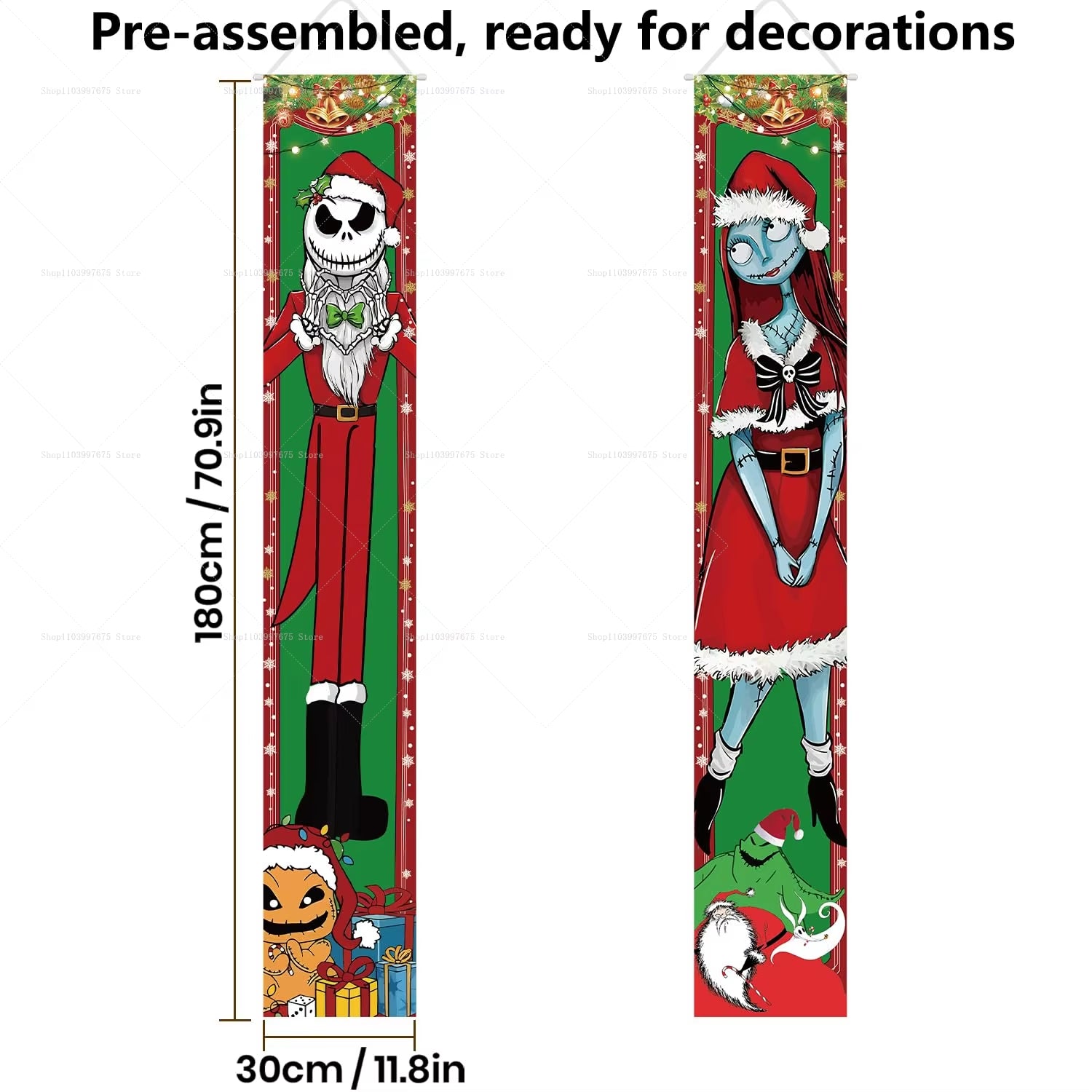 The Nightmare before Christmas Jack Banners Xmas Party Decorations Couplets Porch Signs Indoor Outdoor Wall Hanging Banners