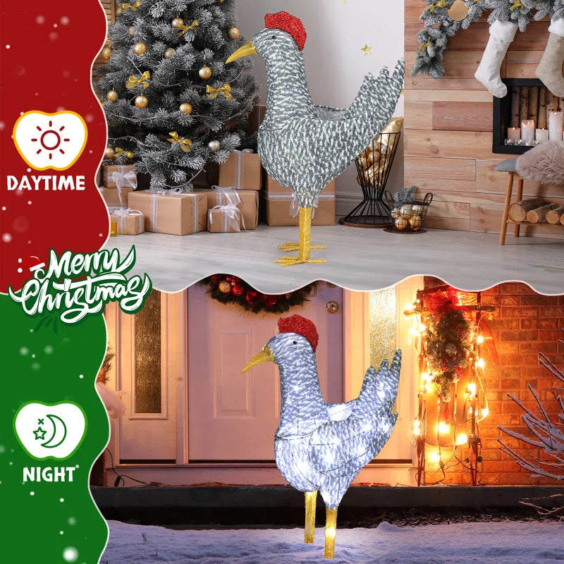 2FT Lighted Christmas Rooster Outdoor Decoration