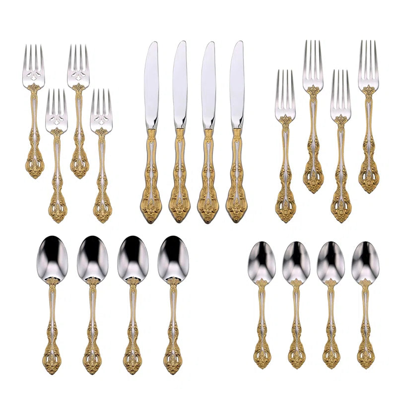 Golden Michelangelo 20 Piece Fine Flatware Set, Service for 4