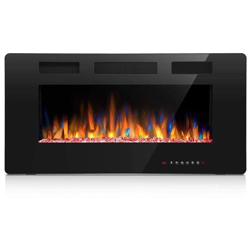 Braegger Recessed & Wall Mounted Electric Fireplace, Remote Control W/ Timer, Adjustable Flame Color & Speed