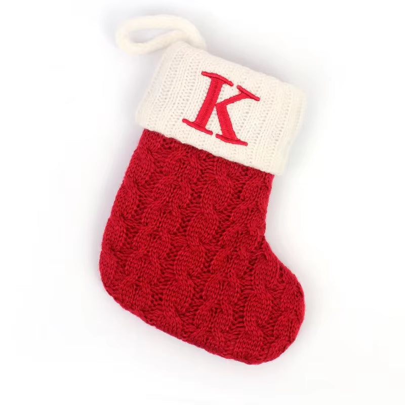 Christmas Socks Letters Christmas Knitting Stocking Tree Pendant Decorations Christmas Socks Red Snowflake