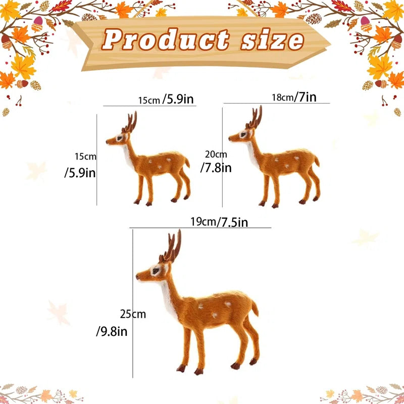 3 Pack Christmas Reindeer Figurines - Plastic Reindeer Sculpture for Winter Village, Mantle & Tabletop Decor, Xmas Centerpiece, Holiday Home Decorations, Housewarming Gift Set