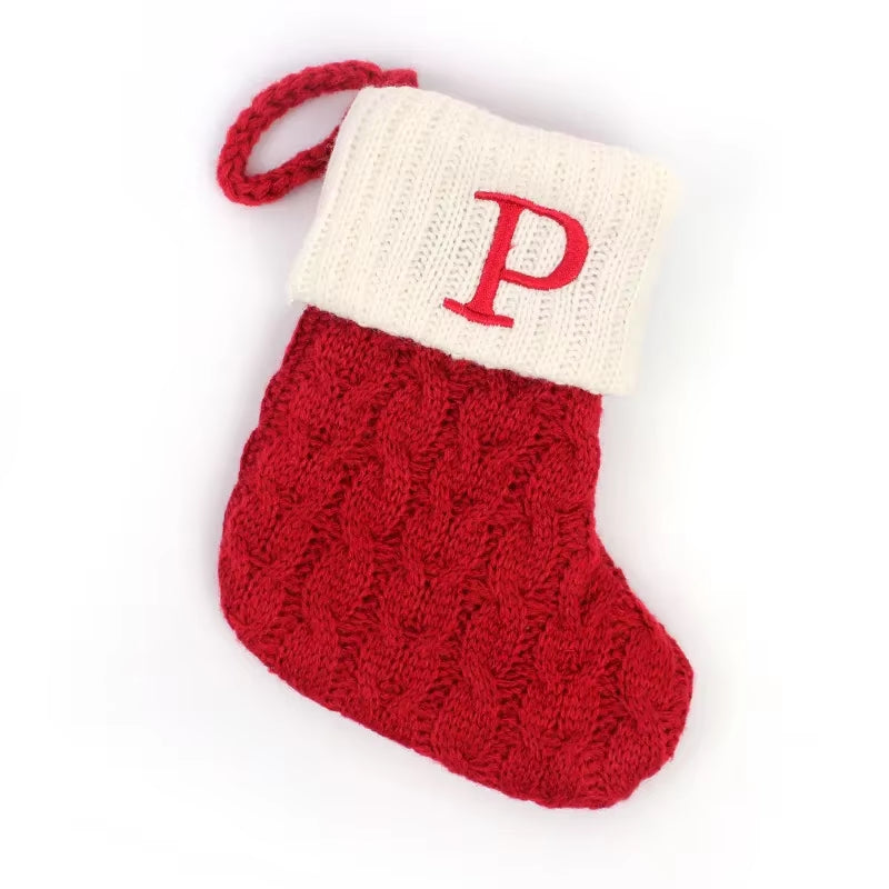 Christmas Socks Letters Christmas Knitting Stocking Tree Pendant Decorations Christmas Socks Red Snowflake
