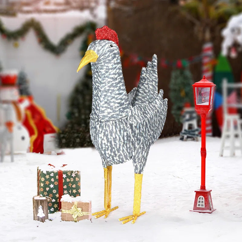 2FT Lighted Christmas Rooster Outdoor Decoration