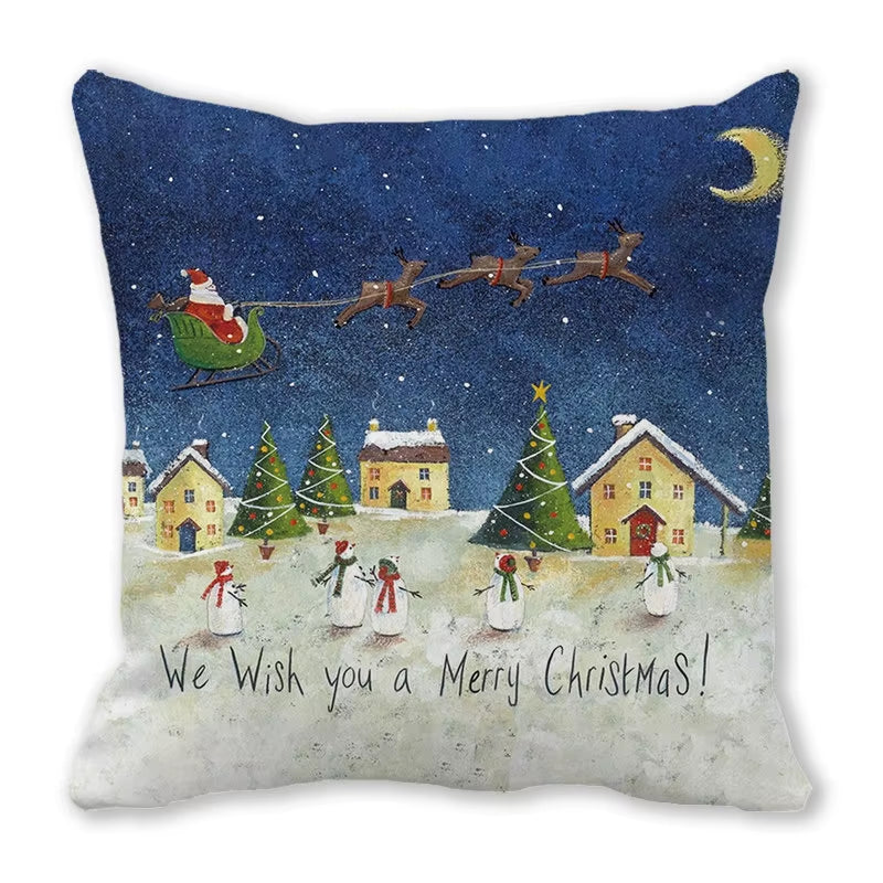 Red Christmas Car Delivering Gifts Digital Printing Short Plush Pillow Covers for Car Sofa Office Cushion Cover Home Goods