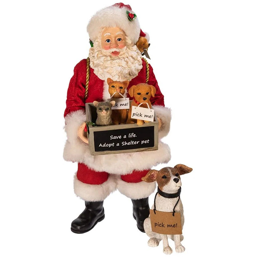 Adopt-A-Pet Santa 2-Piece Figurine Set