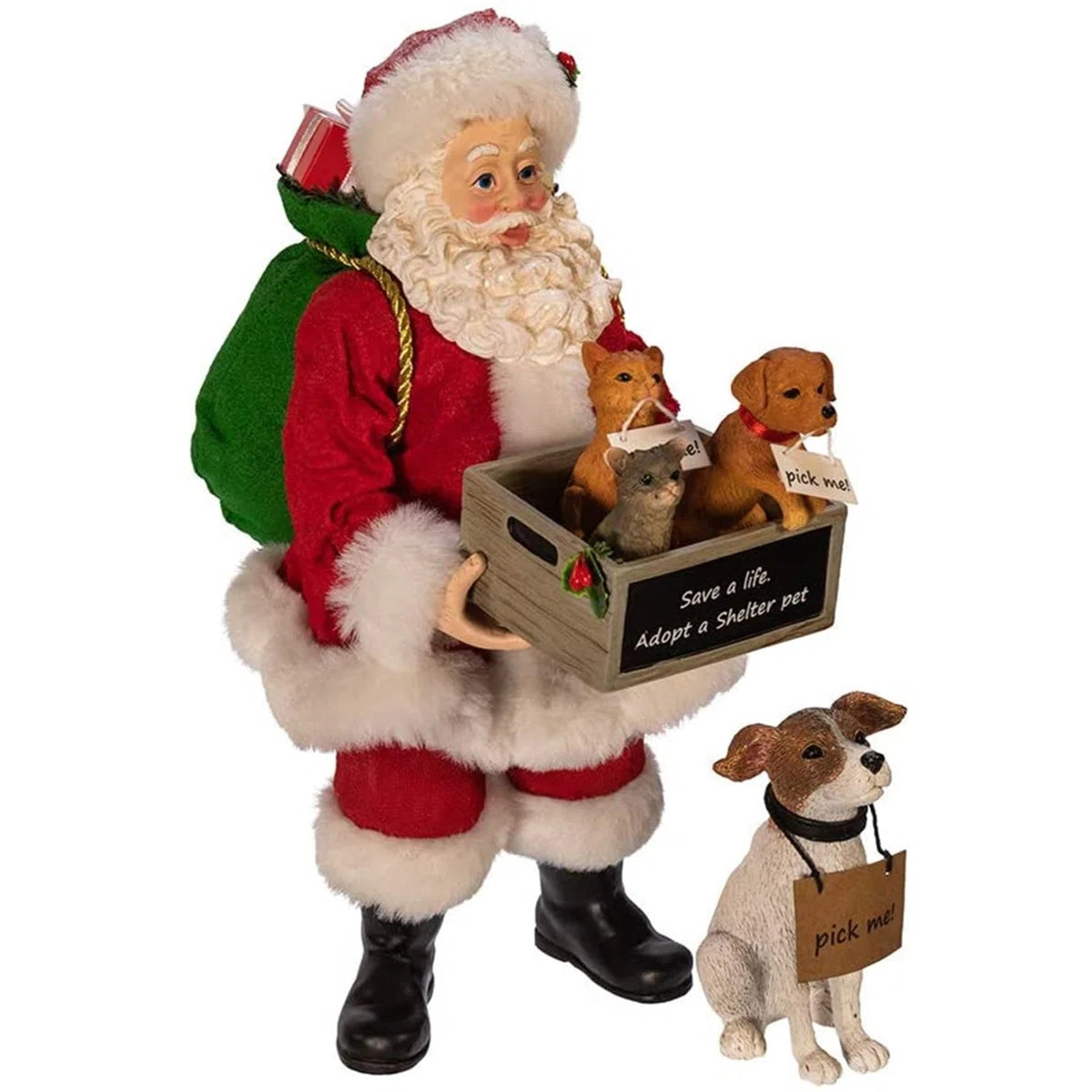Adopt-A-Pet Santa 2-Piece Figurine Set