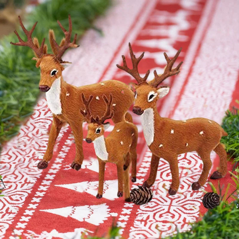 3 Pack Christmas Reindeer Figurines - Plastic Reindeer Sculpture for Winter Village, Mantle & Tabletop Decor, Xmas Centerpiece, Holiday Home Decorations, Housewarming Gift Set