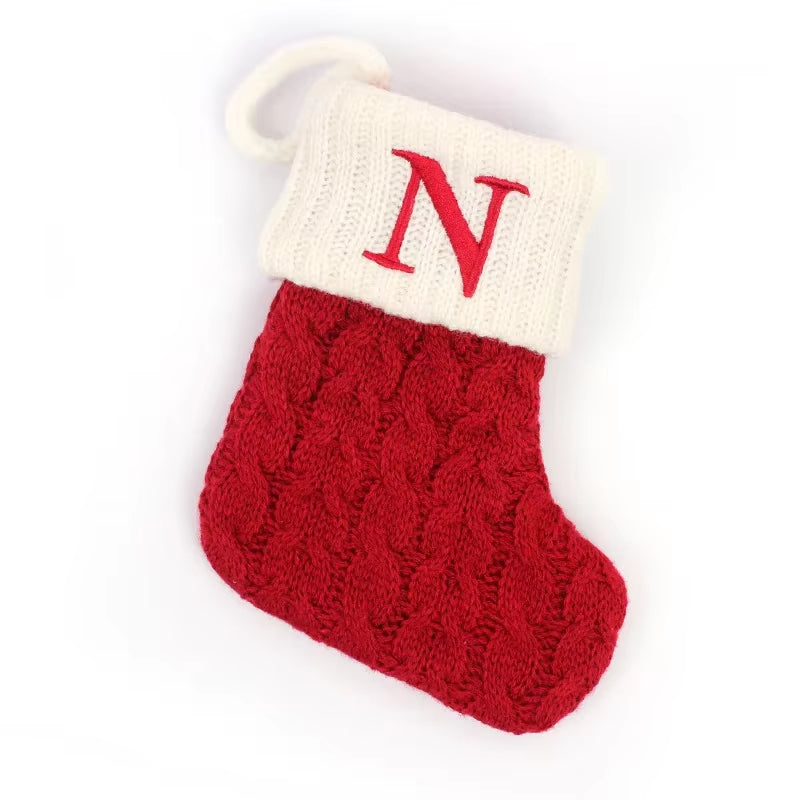 Christmas Socks Letters Christmas Knitting Stocking Tree Pendant Decorations Christmas Socks Red Snowflake