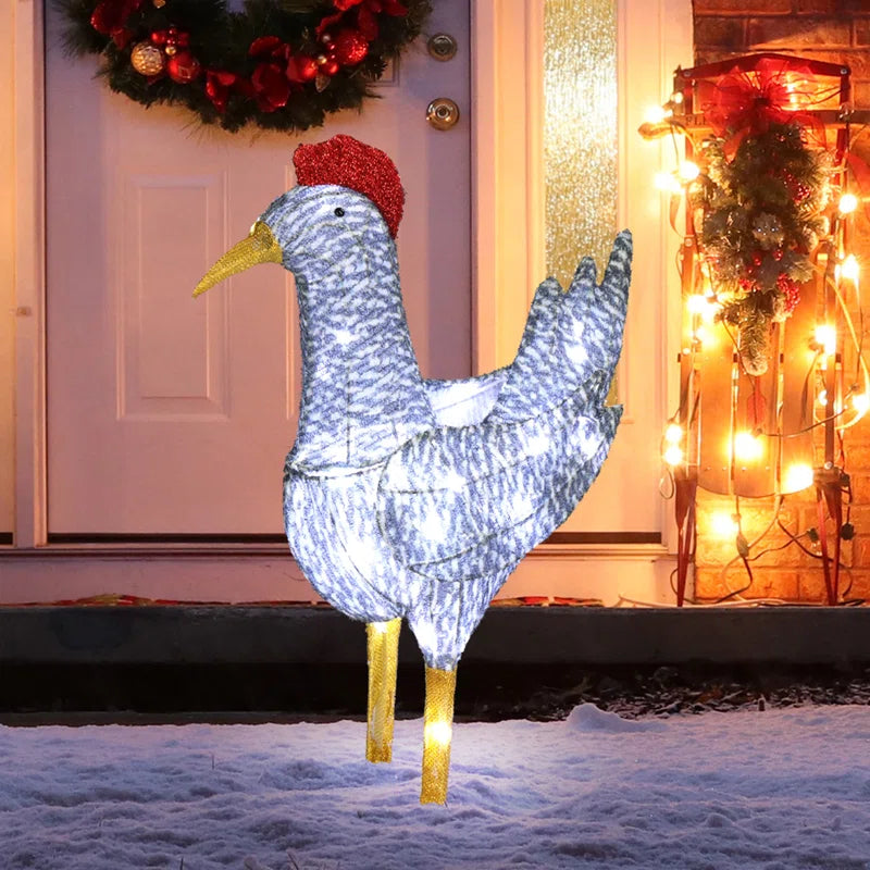 2FT Lighted Christmas Rooster Outdoor Decoration