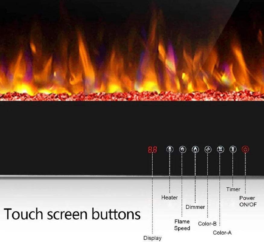 Braegger Recessed & Wall Mounted Electric Fireplace, Remote Control W/ Timer, Adjustable Flame Color & Speed
