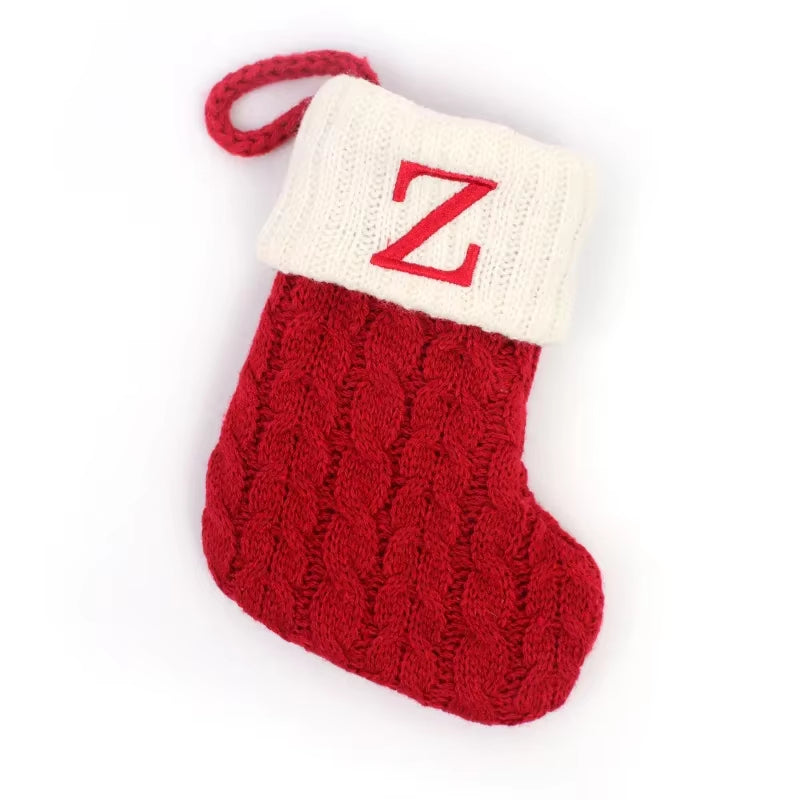 Christmas Socks Letters Christmas Knitting Stocking Tree Pendant Decorations Christmas Socks Red Snowflake