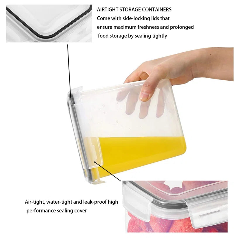 Daleah Stackable Airtight Sealed Food Storage Containers -24 Pieces, Kitchen Organization Set, Free of Bisphenol A, Used for Storage Rooms and Grain Storage