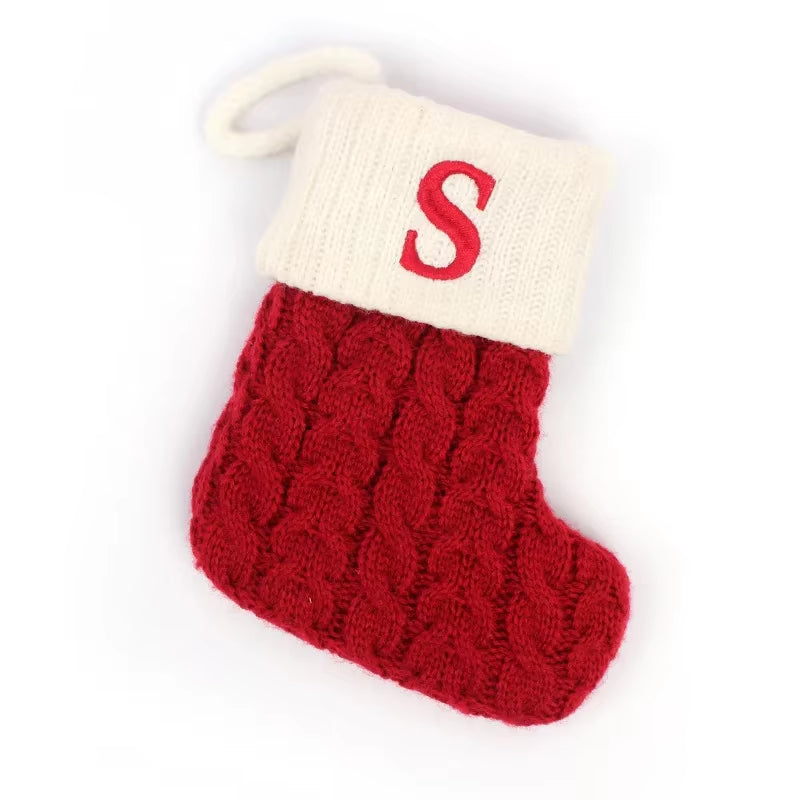 Christmas Socks Letters Christmas Knitting Stocking Tree Pendant Decorations Christmas Socks Red Snowflake