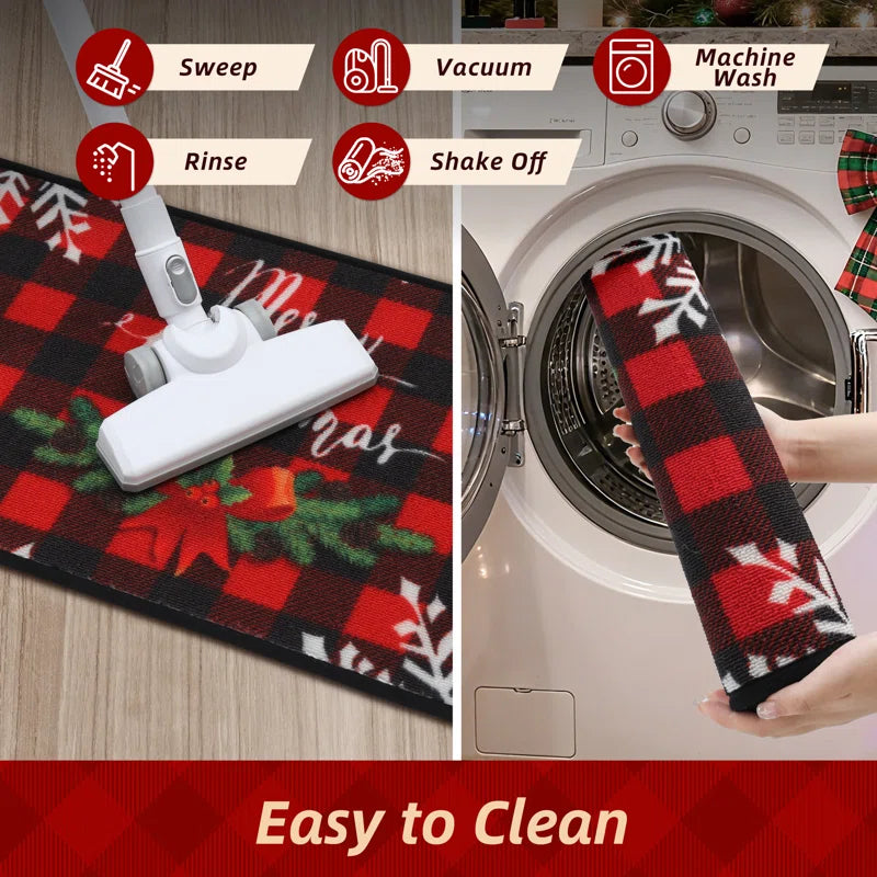 Christmas Kitchen Rugs Set of 2 Xmas Kitchen Mats for Winter Floor Decor or Kitchen Farmhouse