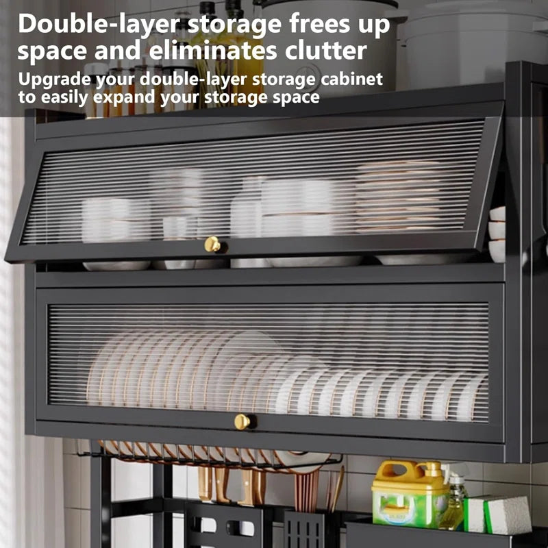 Over-The-Sink Dish Drying Rack with Cover – 2-Tier Space Saving Organizer for Dishes, Cutlery and Kitchen Utensils