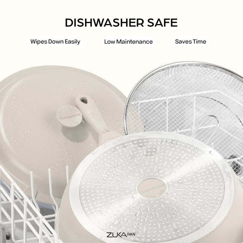 Zuka Everyday 8In Nonstick Multifunctional Pan with Lid and Nylon Spoon