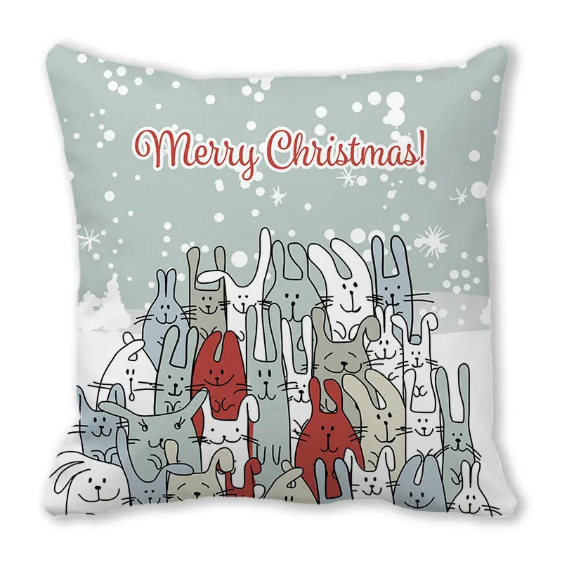 Red Christmas Car Delivering Gifts Digital Printing Short Plush Pillow Covers for Car Sofa Office Cushion Cover Home Goods