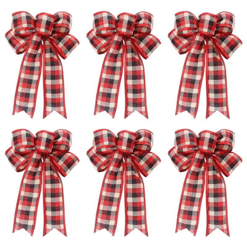 Buffalo Plaid Christmas Bows – Set of 6