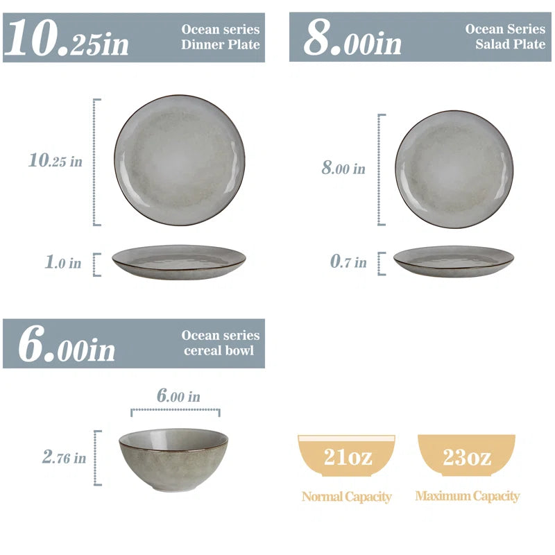 Leny 12-Piece Stoneware Dinnerware Set - Service for 4