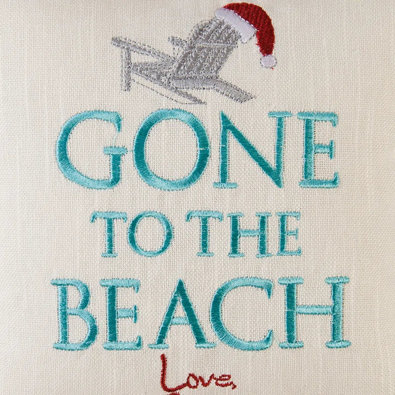 Gone to the Beach Embroidered Christmas Holiday Throw Pillow
