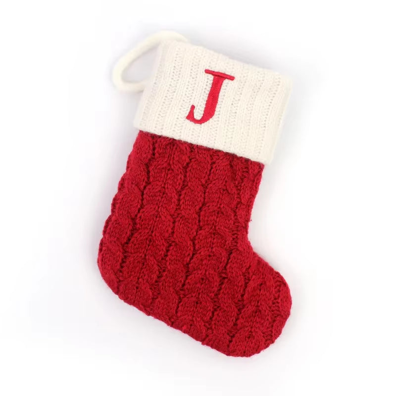 Christmas Socks Letters Christmas Knitting Stocking Tree Pendant Decorations Christmas Socks Red Snowflake