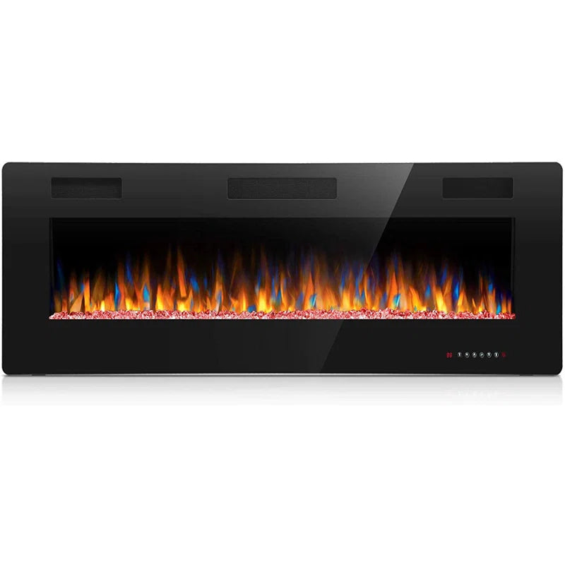 Braegger Recessed & Wall Mounted Electric Fireplace, Remote Control W/ Timer, Adjustable Flame Color & Speed