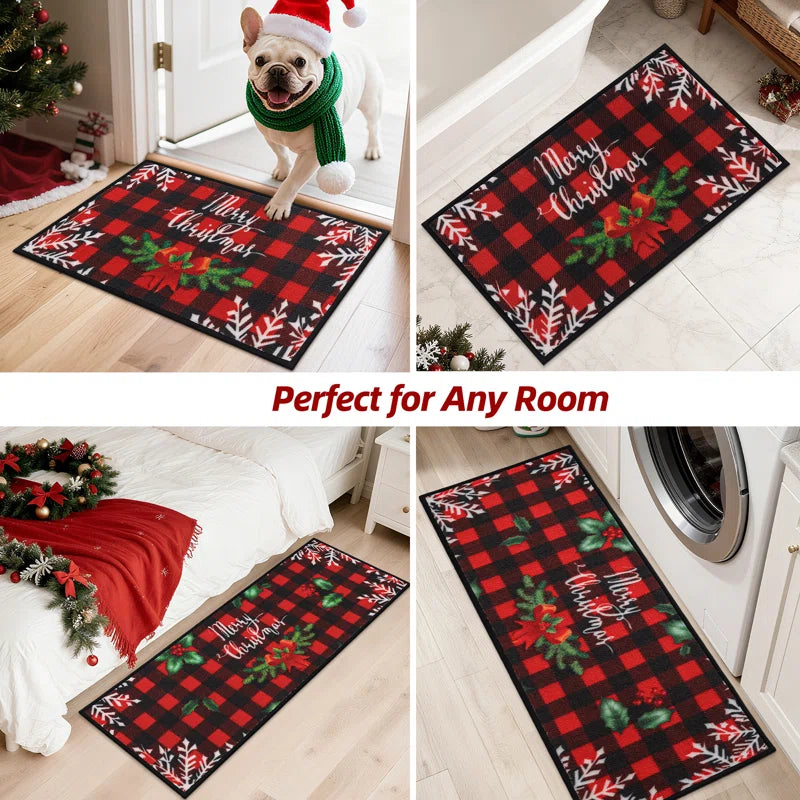 Christmas Kitchen Rugs Set of 2 Xmas Kitchen Mats for Winter Floor Decor or Kitchen Farmhouse