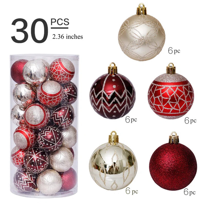 30 Piece Shatterproof Ball Ornaments Set