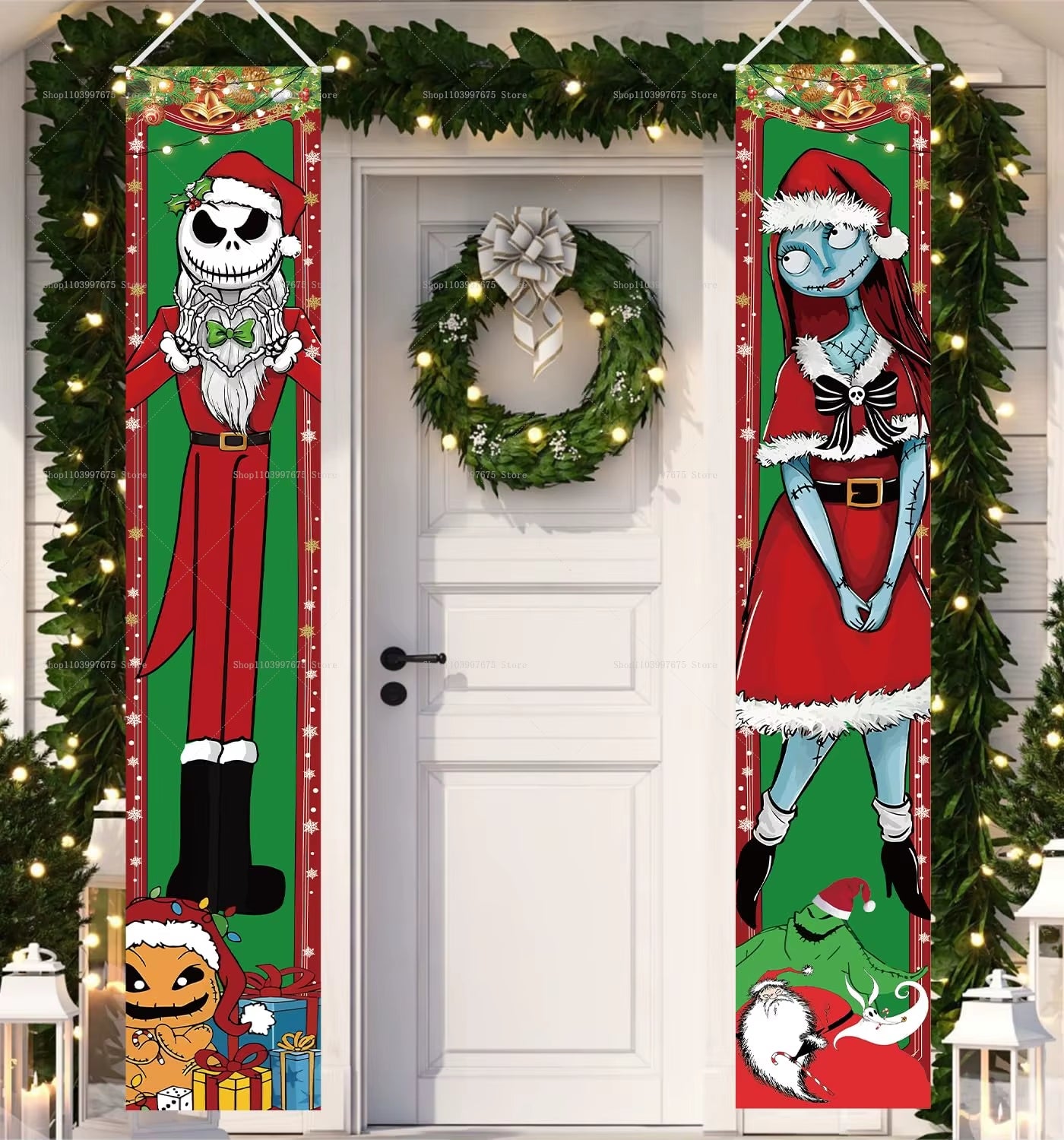 The Nightmare before Christmas Jack Banners Xmas Party Decorations Couplets Porch Signs Indoor Outdoor Wall Hanging Banners