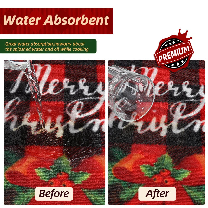 Christmas Kitchen Rugs Set of 2 Xmas Kitchen Mats for Winter Floor Decor or Kitchen Farmhouse