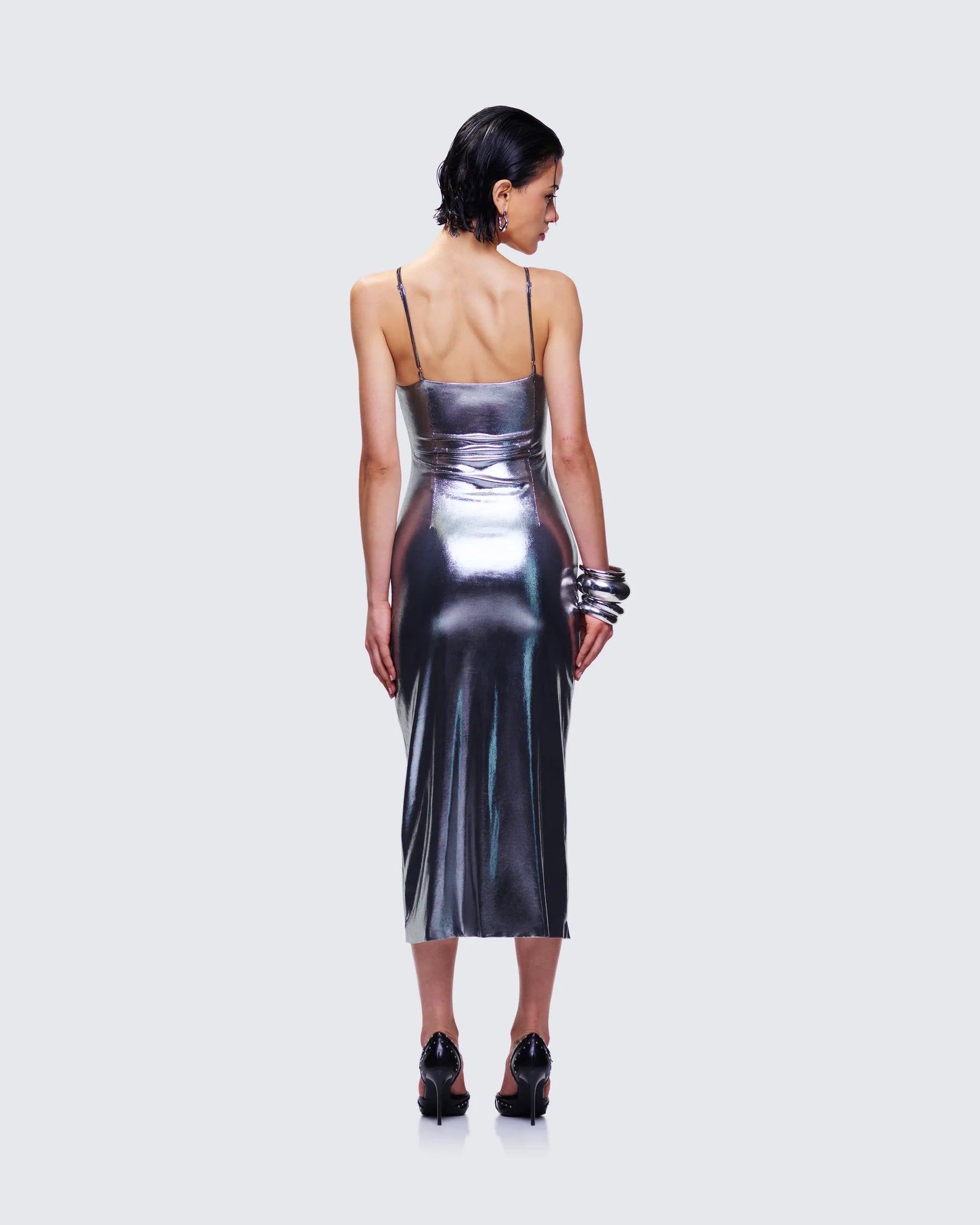 Liquid Chrome Midi Dress