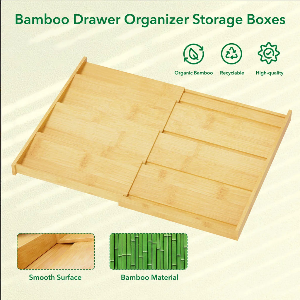 Expandable Bamboo Spice Drawer Organizer — Clean, Calm Kitchen Storage