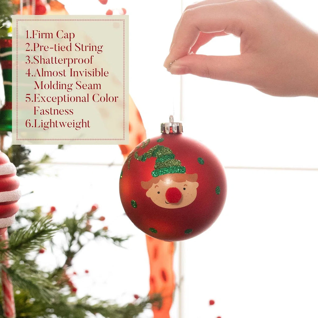 80-Count Red & Green Elf Christmas Ornament Set (Shatterproof)