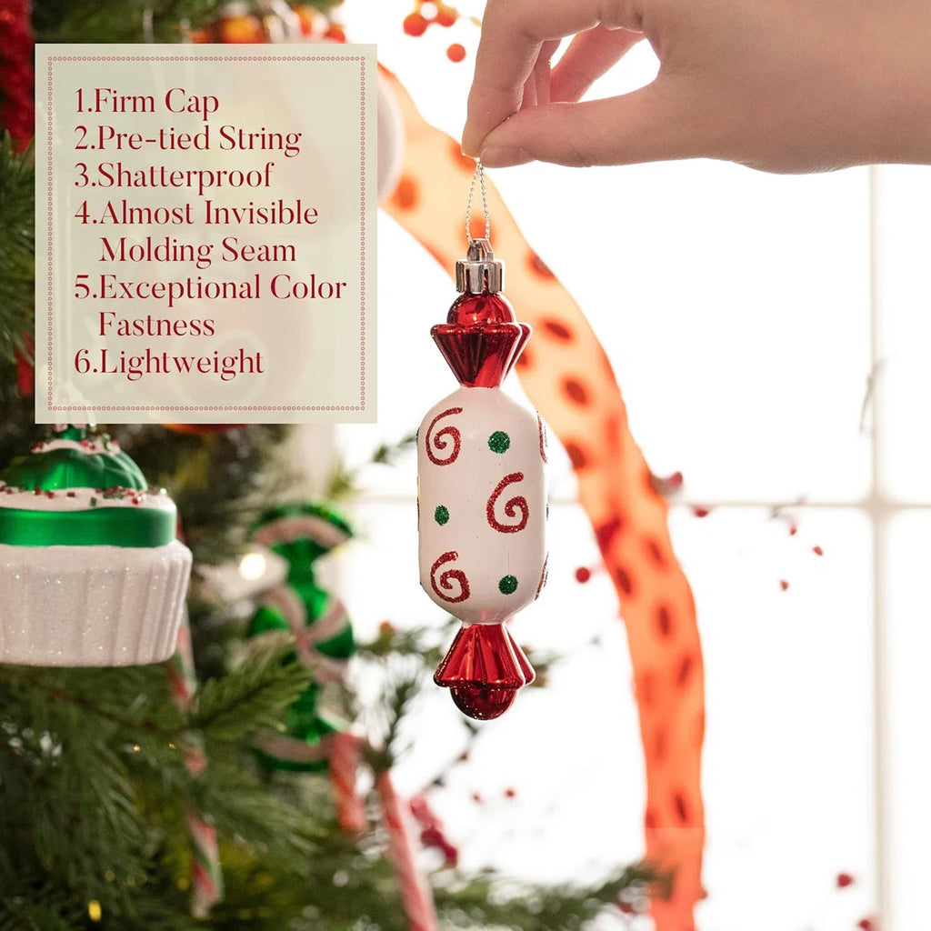 70-Count Candy Cane Red & Green Shatterproof Ornament Set