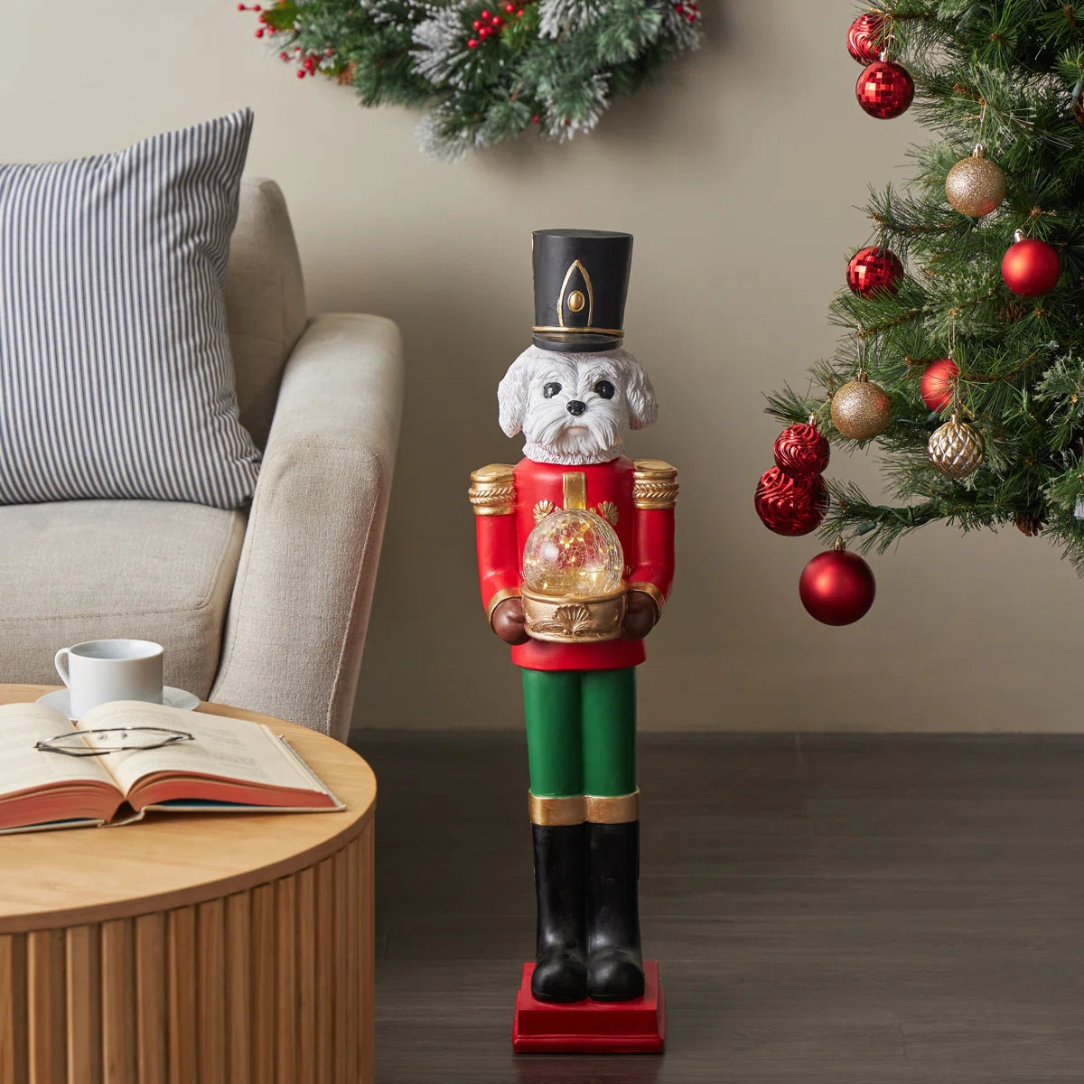 Tall Soldier Nutcracker Dog – Decorative Christmas Statue