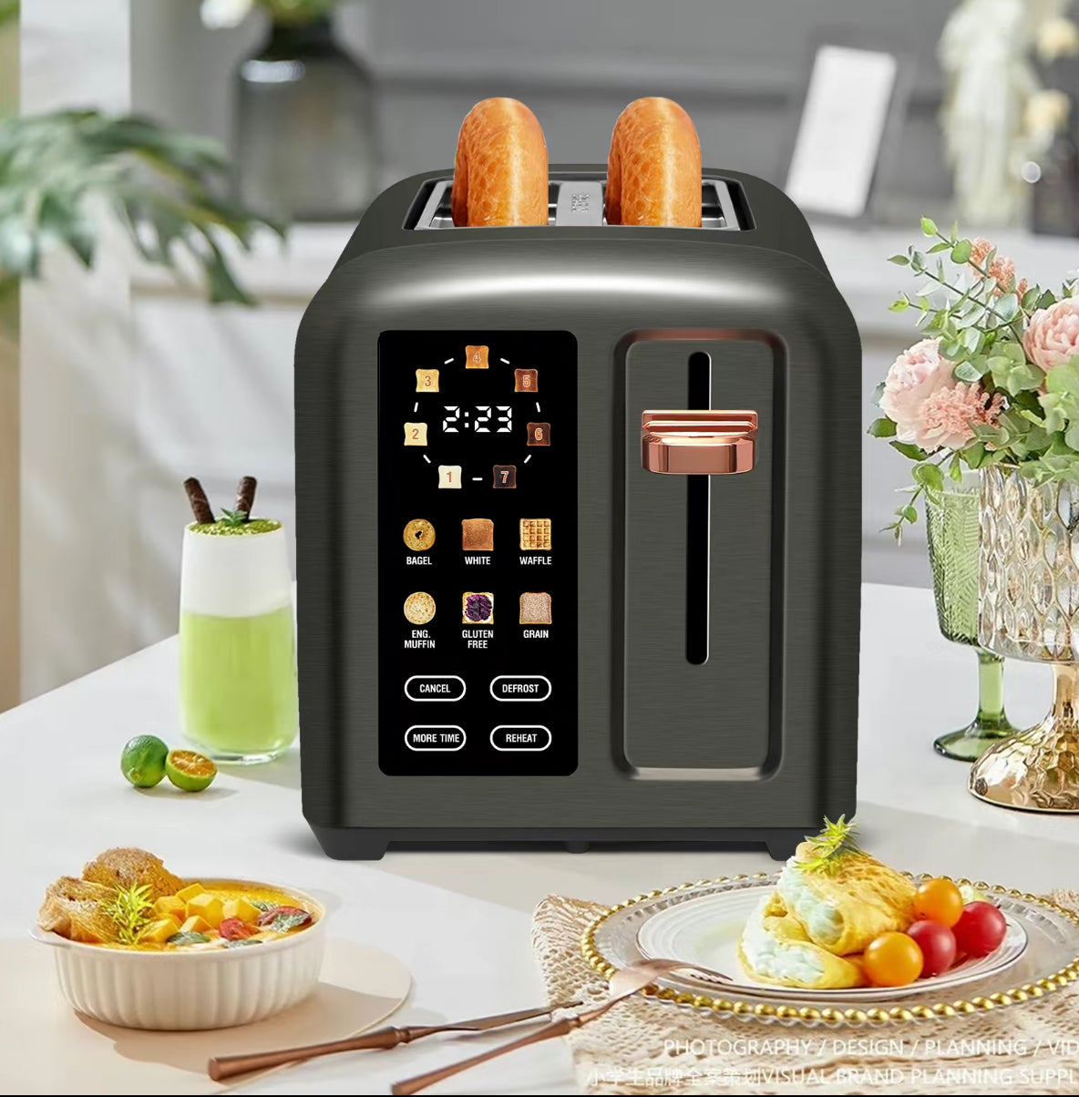 Touchscreen Smart Toaster – 2-Slice, 50% Faster Heating, LCD Display