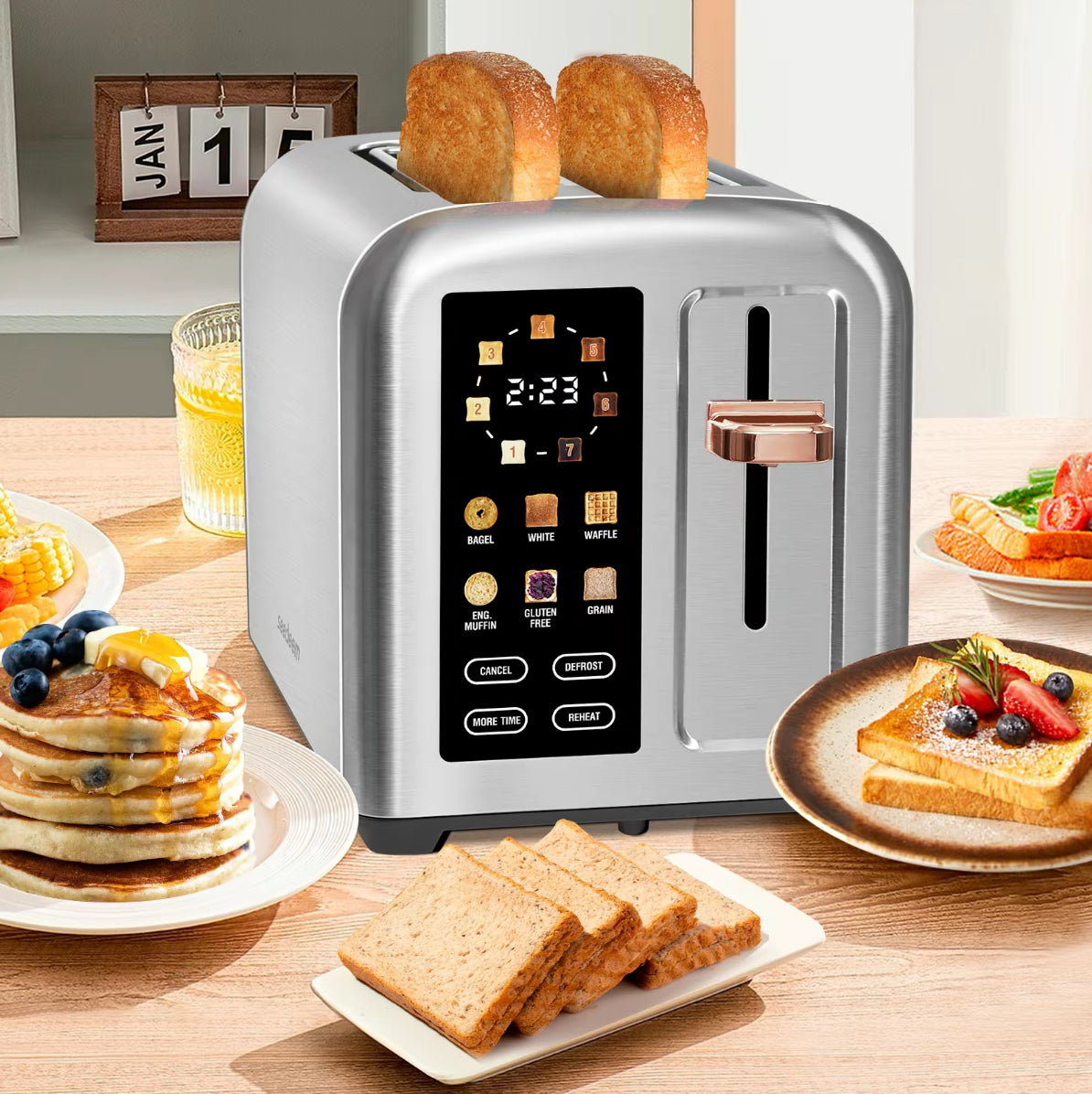 Touchscreen Smart Toaster – 2-Slice, 50% Faster Heating, LCD Display