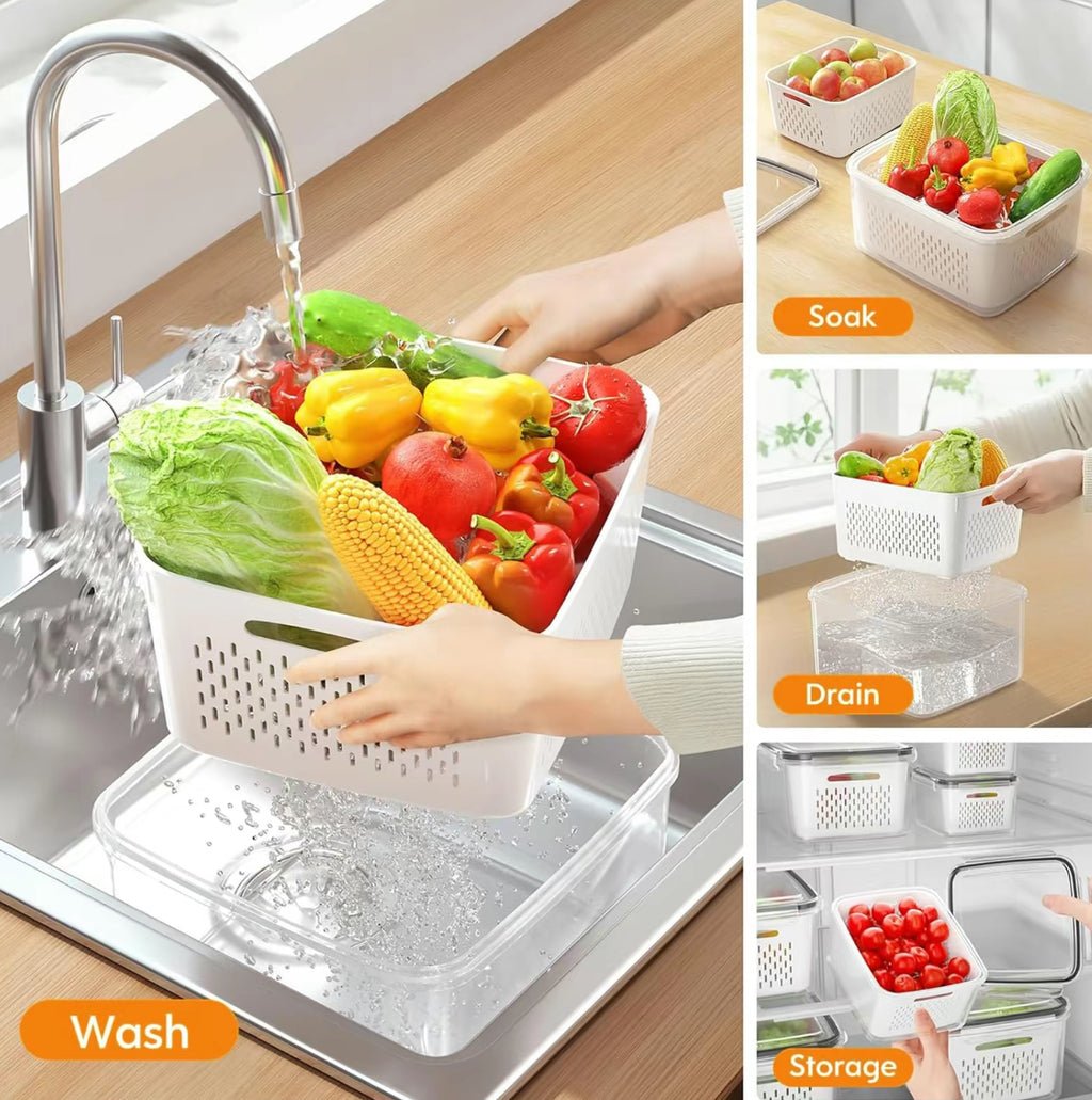 The Fresh-Keep Fridge System 5-Piece Stackable Produce & Storage Organizer Set