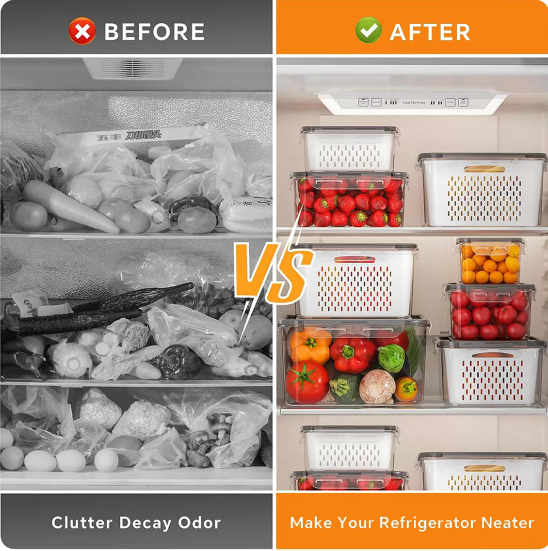 The Fresh-Keep Fridge System 5-Piece Stackable Produce & Storage Organizer Set