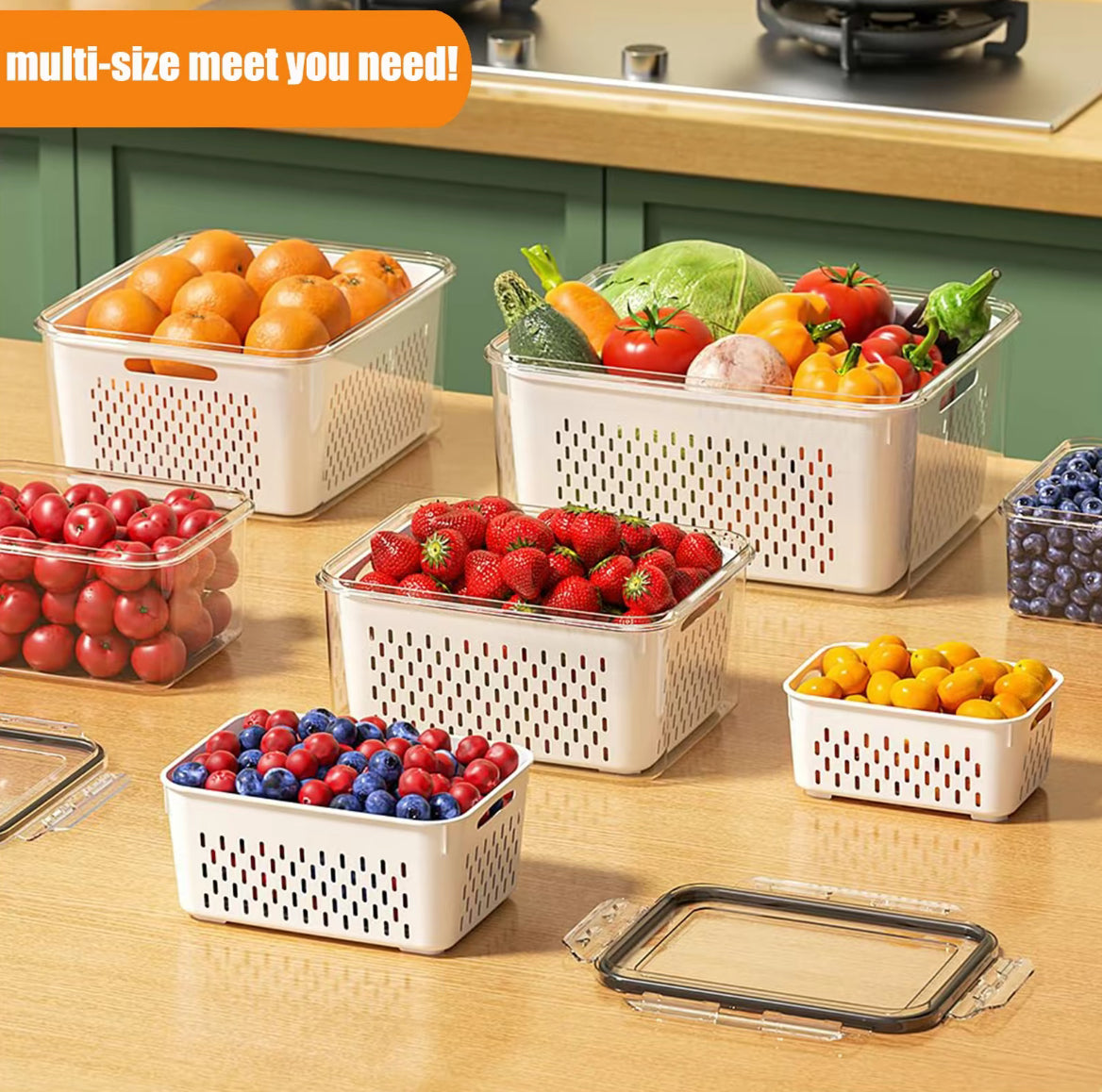 The Fresh-Keep Fridge System 5-Piece Stackable Produce & Storage Organizer Set