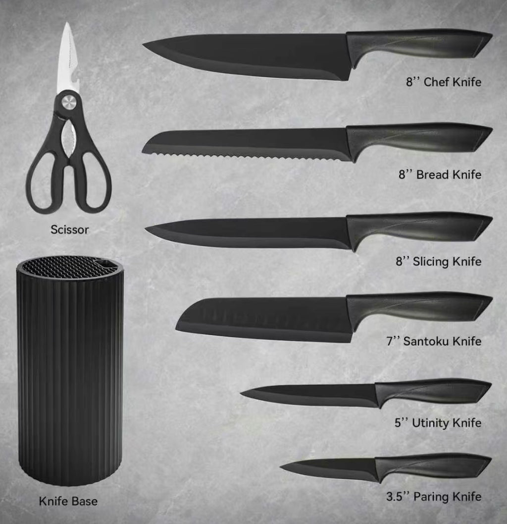 Midnight Steel Knife Set (8-Piece)