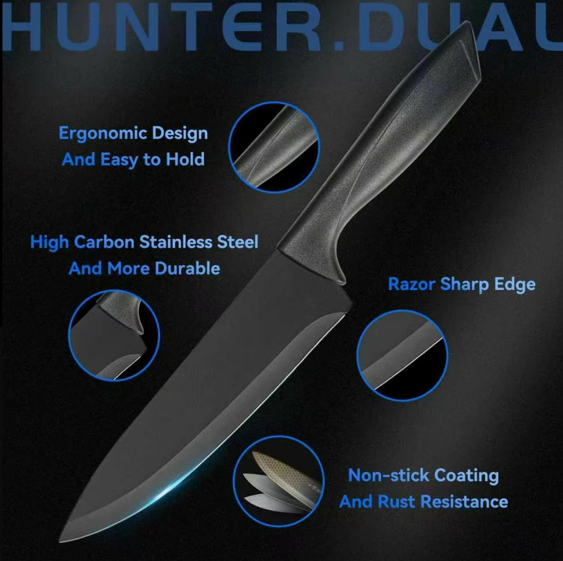 Midnight Steel Knife Set (8-Piece)