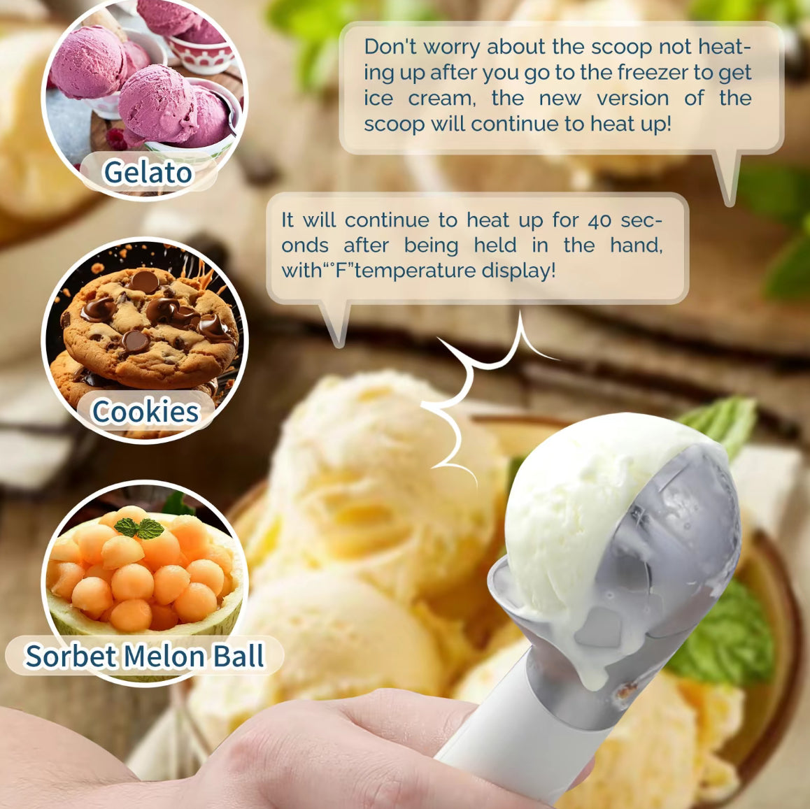 Heated Stainless Steel Ice Cream Scoop