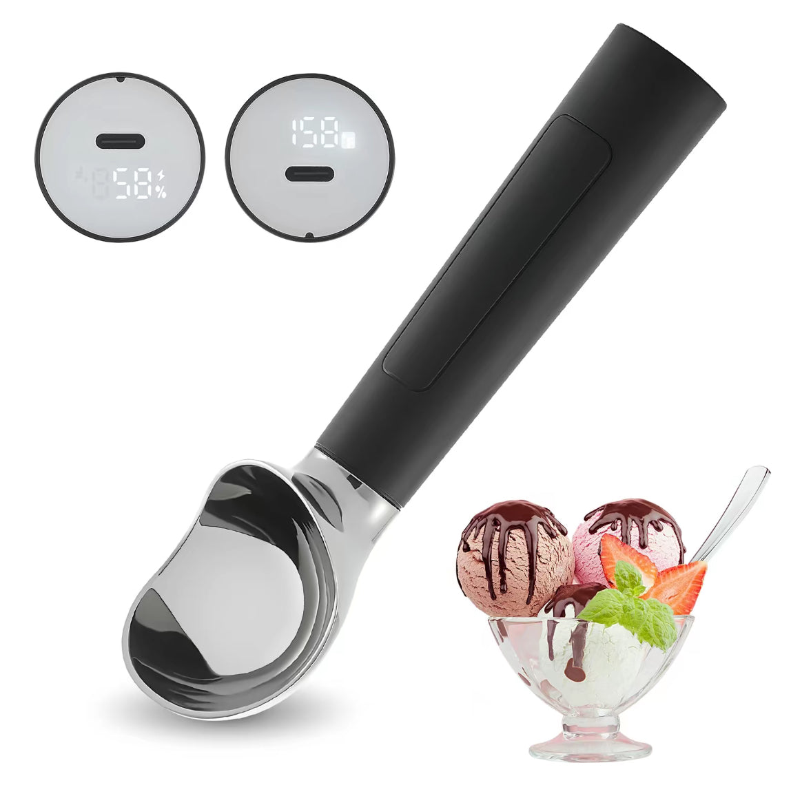 Heated Stainless Steel Ice Cream Scoop