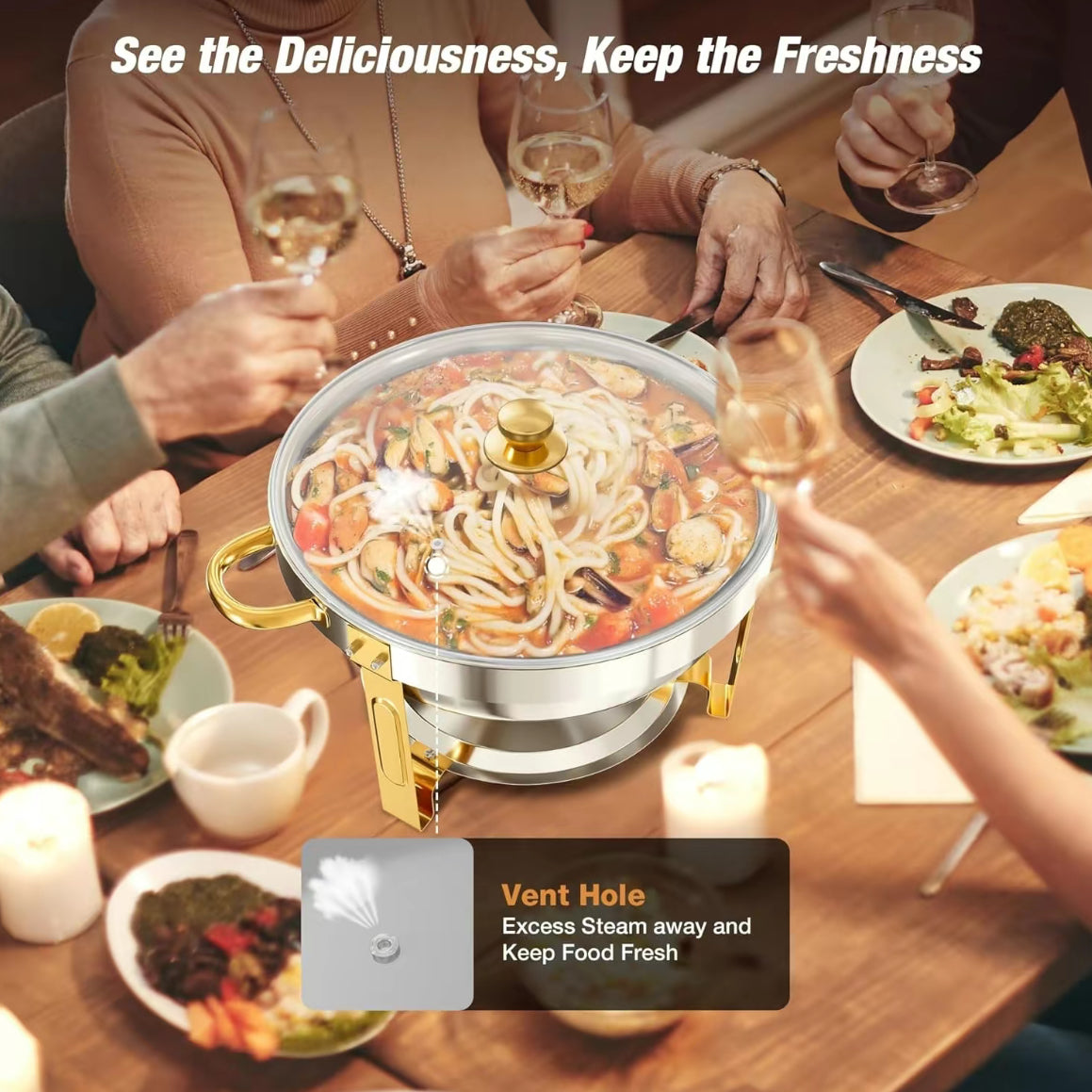 The Grand Table™ Gold Chafing Set Luxury Buffet & Entertaining Collection